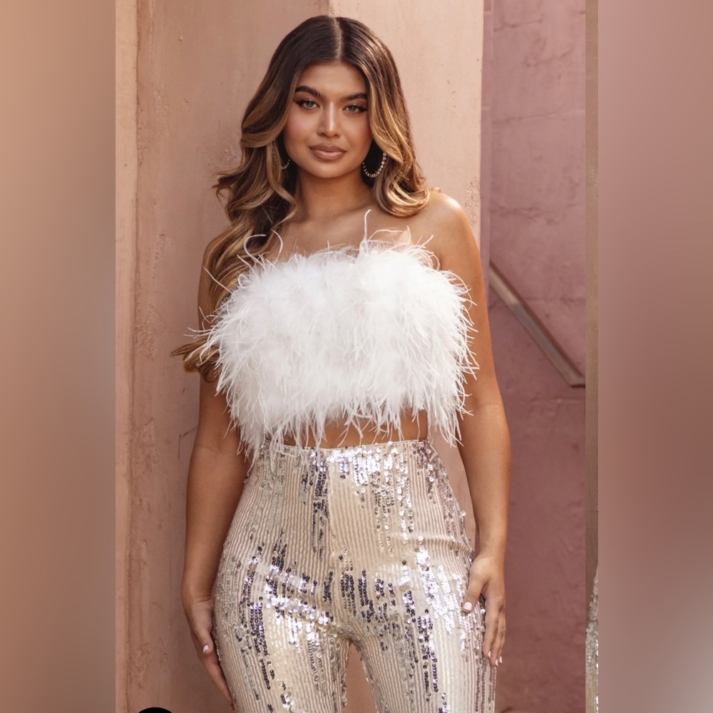 Club L Feather Crop Top
